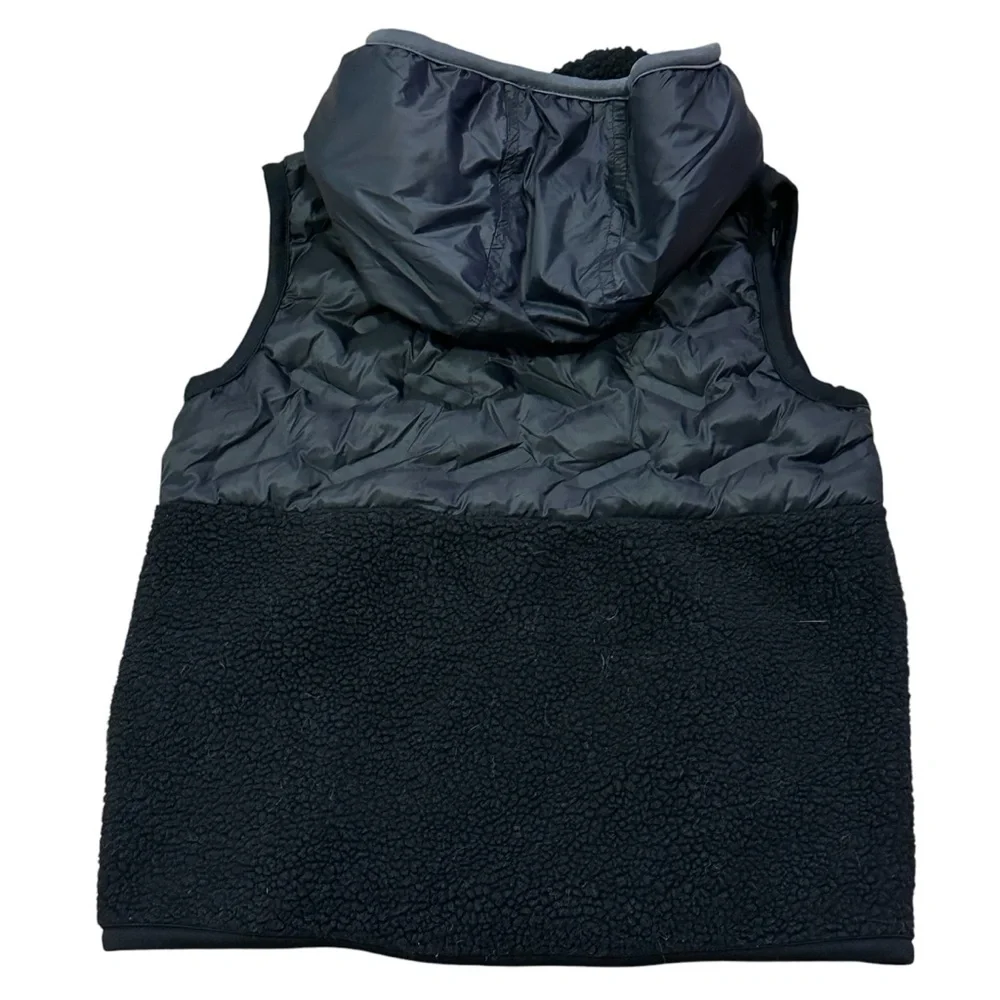 Old Navy Kids Fleece Lined Quilted Vest Hoody Black Pockets Sz 8 EUC - Picture 3 of 6